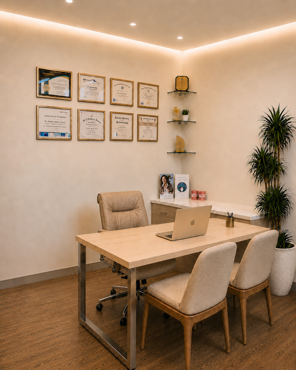 Consultation room with desk and chairs