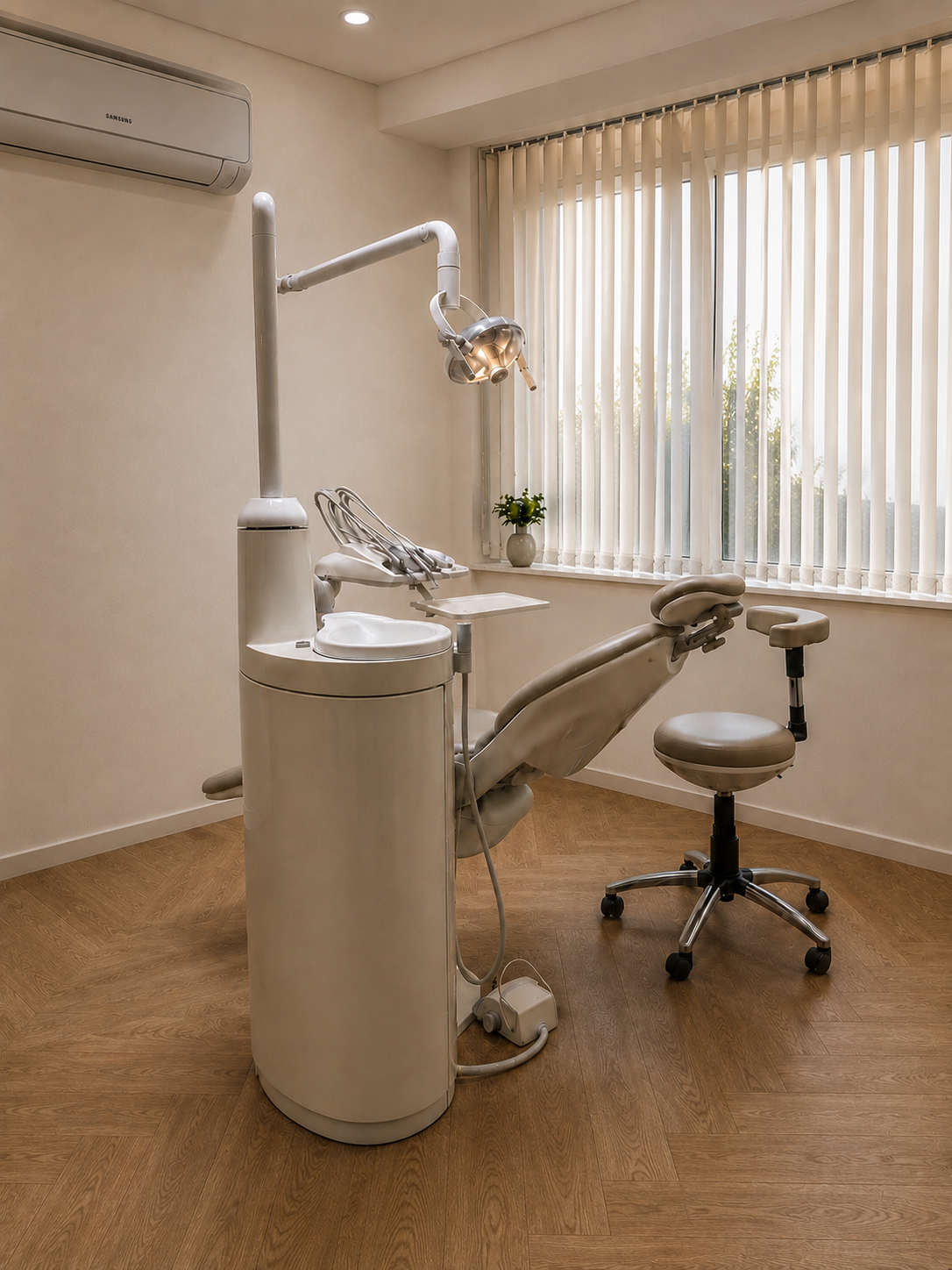 Treatment room view with dental unit
